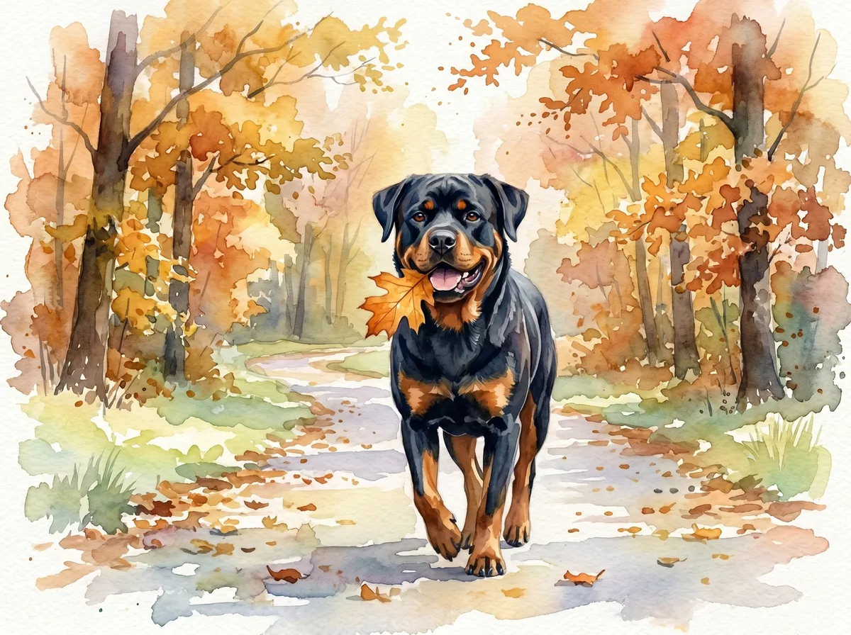 Rottweiler watercolor calendar month 9